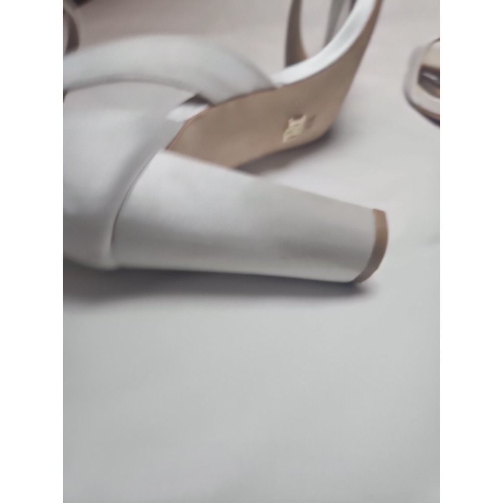 Badgley Mischka Kim Heeled Sandal Soft White Satin Women's 6.5 Wedding Prom Nice - Picture 8 of 10